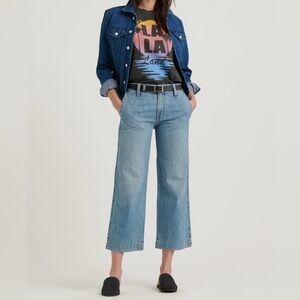 Lucky Brand Wide Legged Cropped Dark Blue Denim